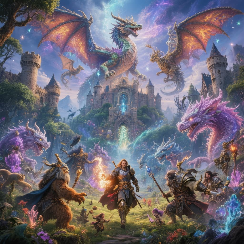 AI generated: Dragons soar over ancient castles, mythical creatures roam enchanted  forests, and heroes embark on ...