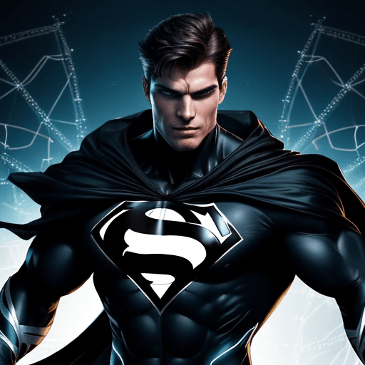 AI generated: Generate an image of a caucasian male superhero joyfully celebrating a triumph. He is attired in a s...