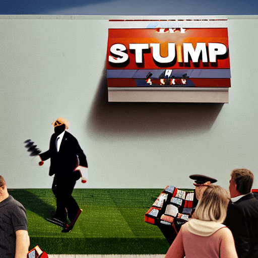 AI generated: Hyper realistic eye level exterior photo of donald trump fighting joe biden on a box ring surrounded...