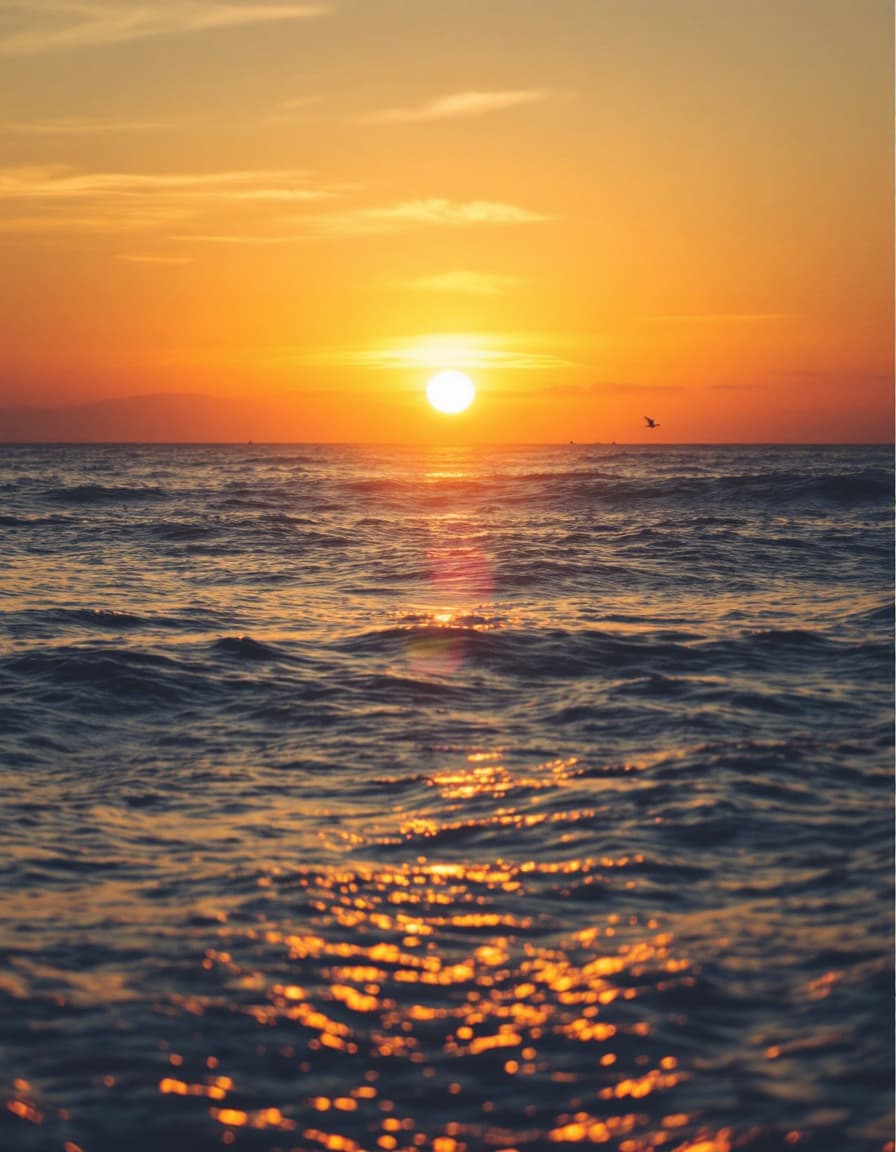 AI generated: horizon ocean wild animals sun down
