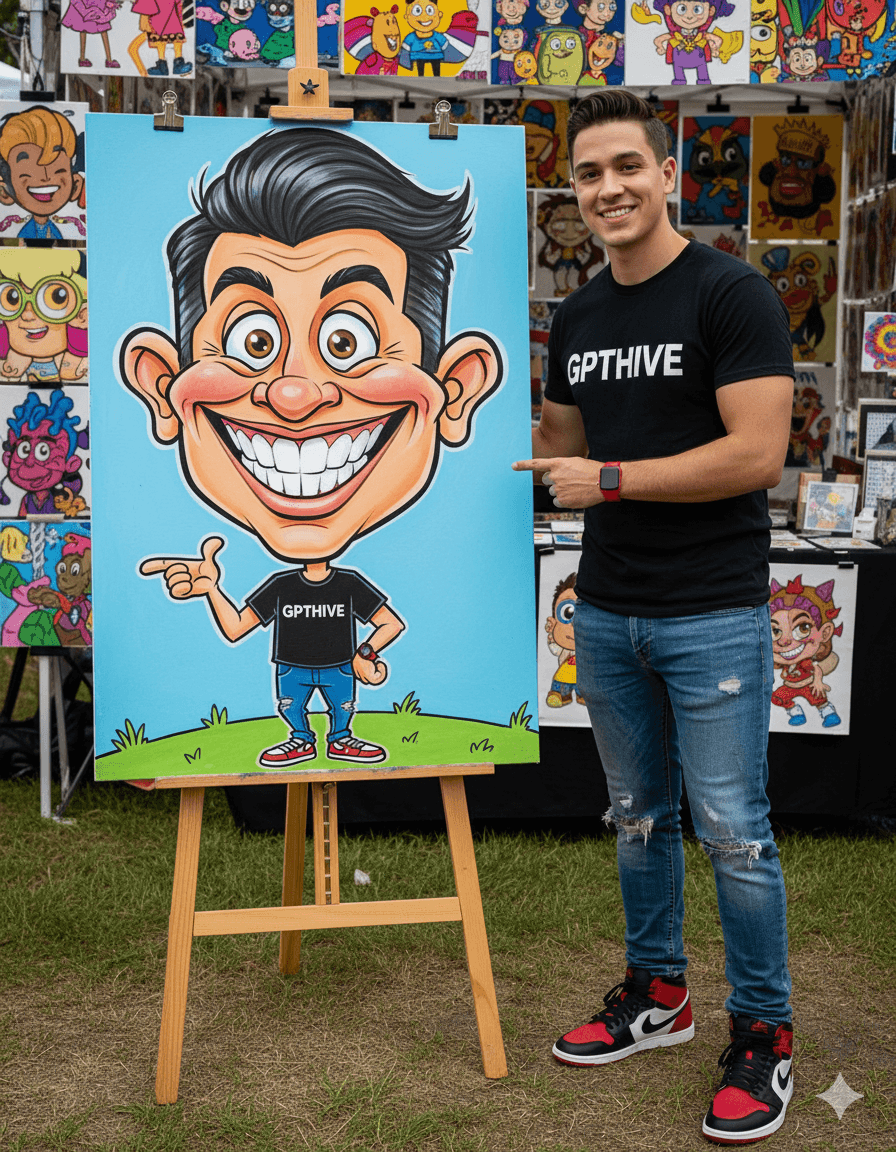 AI generated: Edit the uploaded photo (face based on the reference photo). A colorful caricature illustration of a...
