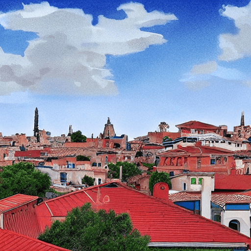 AI generated: Environment = Street in Foreground, Layered City, 23rd Century Structures, Villa Style Architecture,...