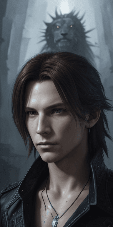 AI generated: Squall Lionhart, Final fantasy VIII, intricate details, watercolor, H. R. Giger, epic skin details, ...