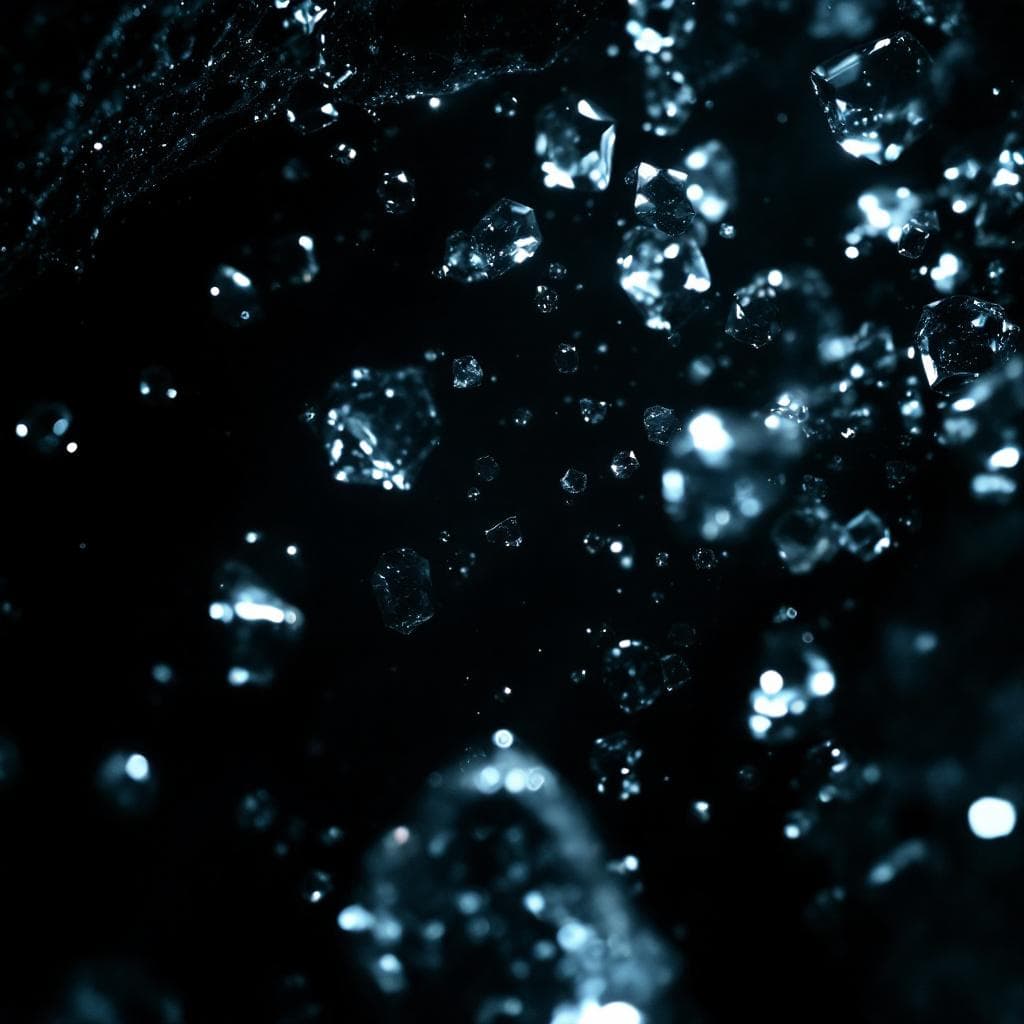 AI generated: photographic, ultrarealistic, ubsurdres, close up of a pitch black cavern, filled with sparkling  cr...