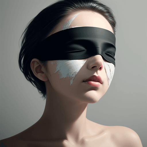 AI generated: a fine art cinematic photography portrait of a women, blindfolded with a brushstroke, face straight ...