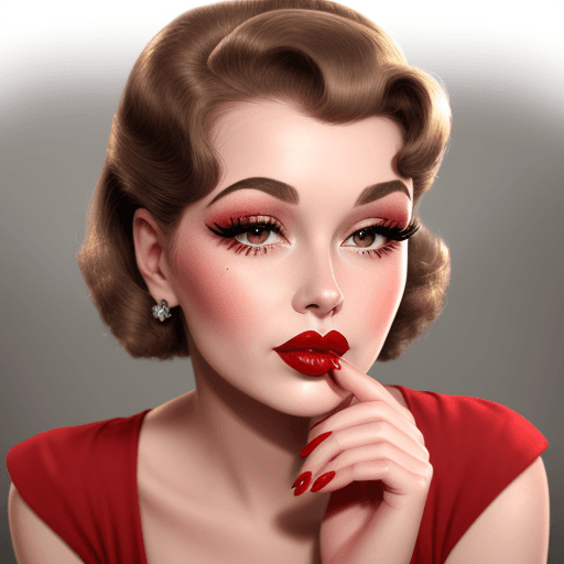 AI generated: vintage 1950's red lipstick kiss