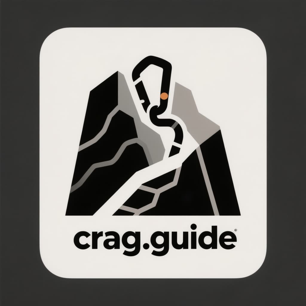 AI generated: Design an ultra-minimalist icon logo for a climbing guide brand called "crag.guide".

Focus: simple,...