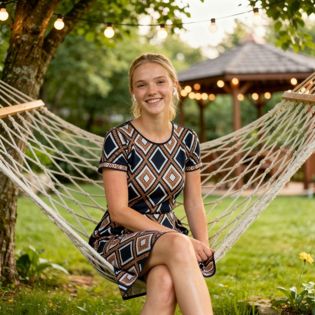 AI generated: A highly-detailed, photorealistic portrait of a beautiful young woman enjoying a relaxing moment in ...
