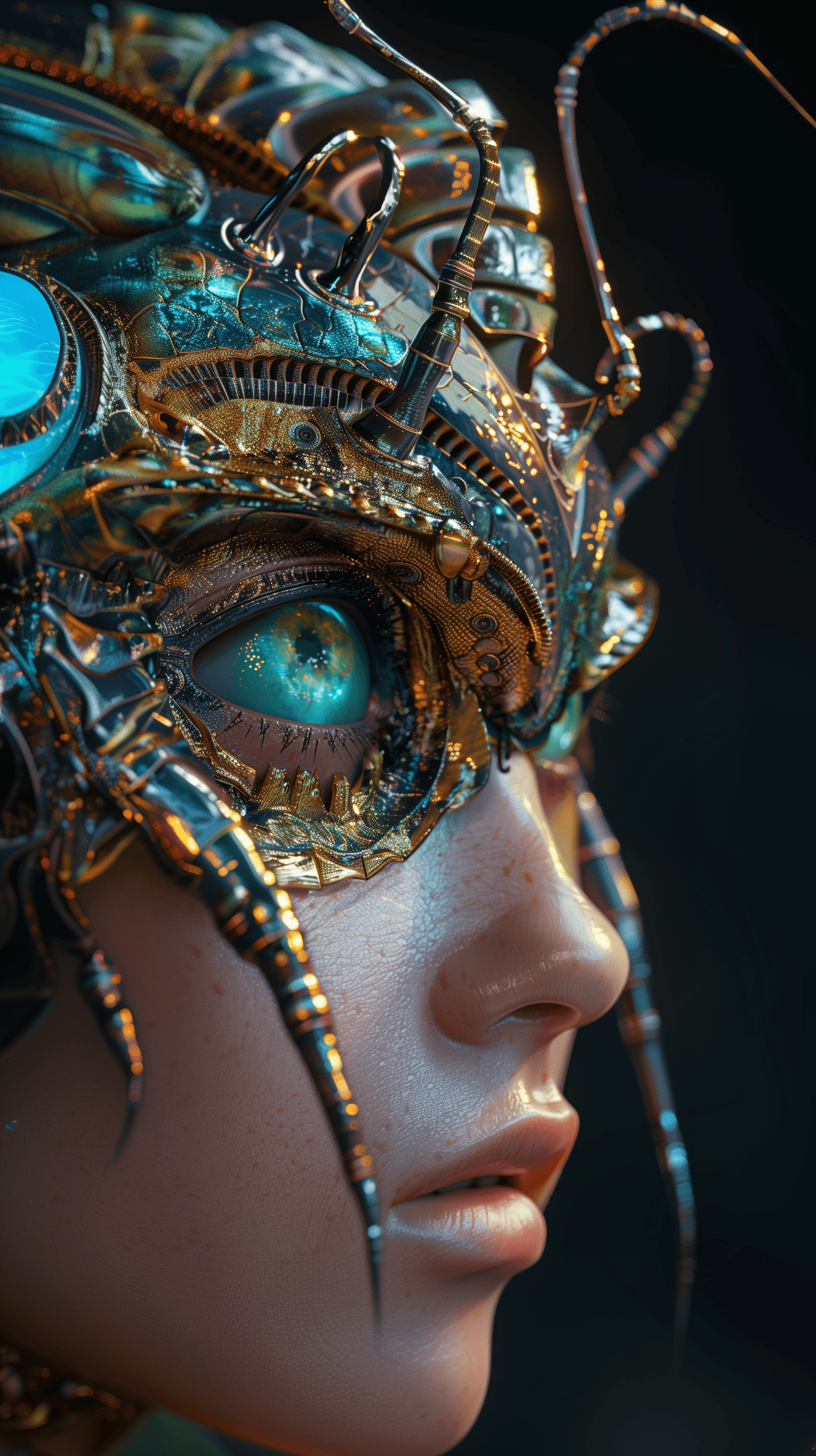AI generated: metamorphosis, alien fashion editorial, avant-garde hyper futuristic surreal fashion, extreme detail...