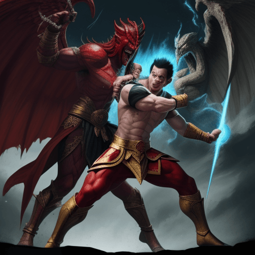 AI generated: An Almighty God of evil fighting with God