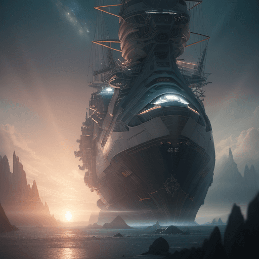 AI generated: Photo of a ultra realistic space ship, dramatic light, pale sunrise, cinematic lighting, battered, l...