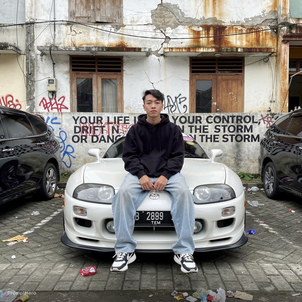 AI generated: A highly realistic Indonesian city street scene in broad daylight, with neutral white balance and ba...