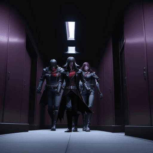 AI generated: 
Harlock's character fights the Mazones in a corridor of his spaceship Death Shadow