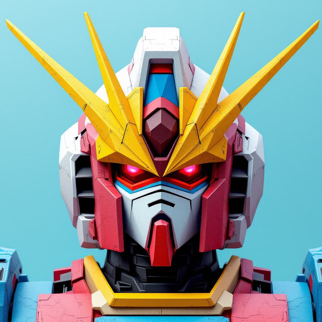 AI generated: 3d rendering, front view, Freedom Gundam face, The freedom gundam is the machine shown in the Gundam...