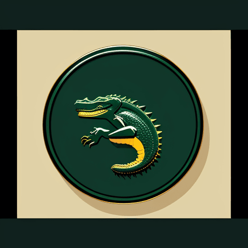 AI generated: VISUAL STYLE: flat, vector, GENRE: logo design, SUBJECT(S): Cayman crocodile silhouette, brand name ...