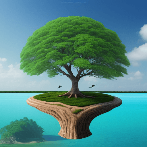 AI generated: Create an island image made of tree, composite with Gujarati Writer Jay Vasavda