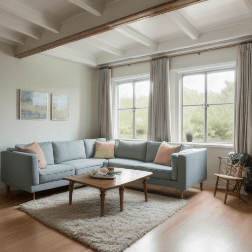 AI generated: High resolution photography interior design, dreamy sunken living room conversation pit, wooden floo...