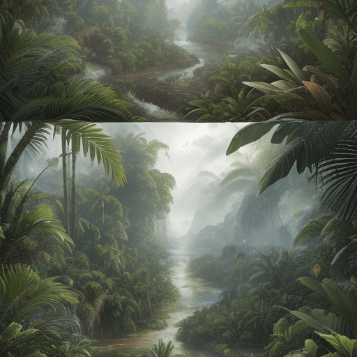 AI generated: Create a high-resolution, 8k, hyper-realistic collage depicting key scenes from Genesis, a lush trop...