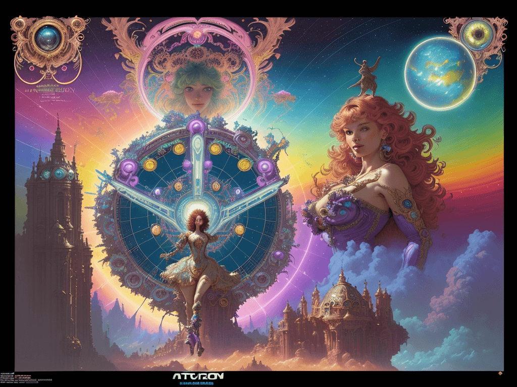 AI generated: A vibrant, colorful world of the future, where mankind, aliens, and AI live in peace and joy. Cinema...