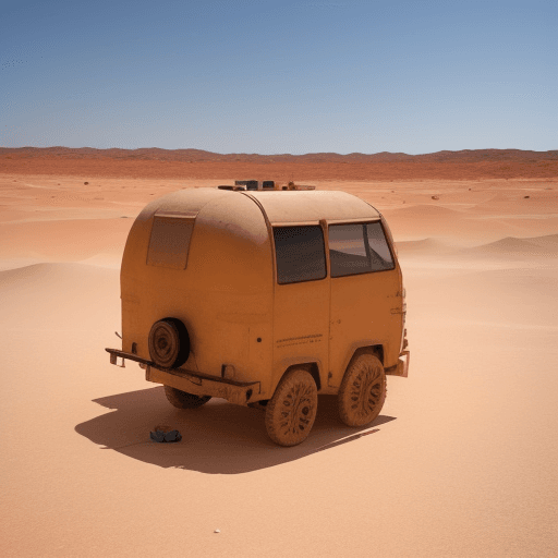 AI generated: Una lavadora en el desierto