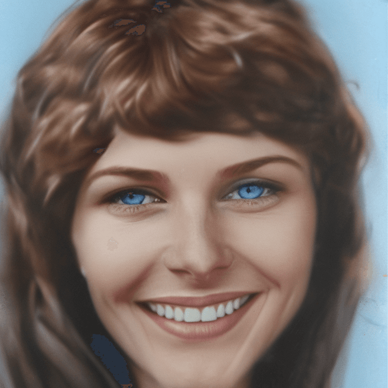 AI generated: The image is a close-up portrait of a woman with striking features. She has fair skin, high cheekbon...