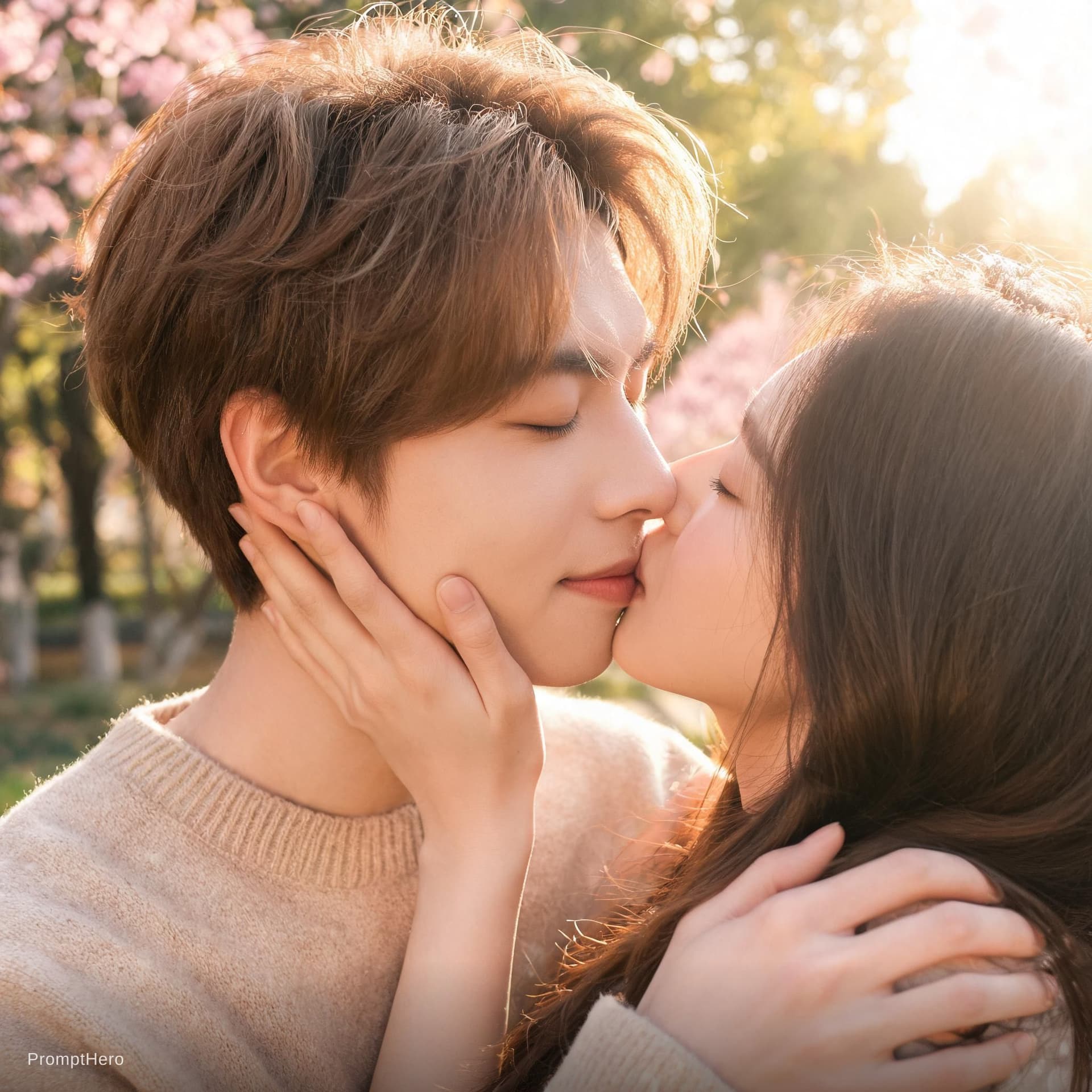 AI generated: Kisses a handsome man
