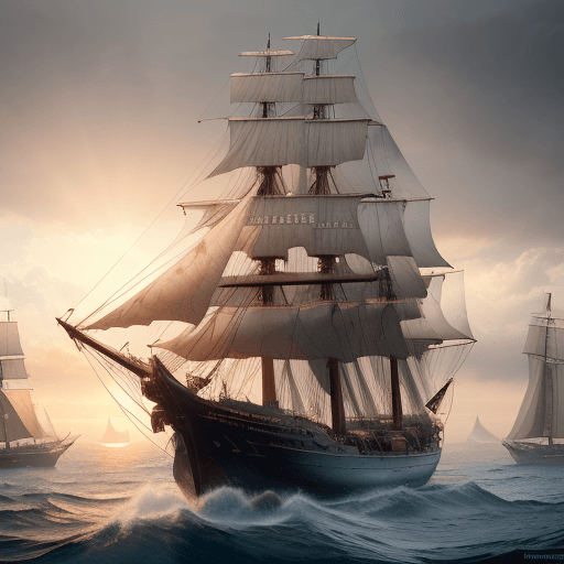 AI generated: Photo of a ultra realistic sailing ship, dramatic light, pale sunrise, cinematic lighting, battered,...