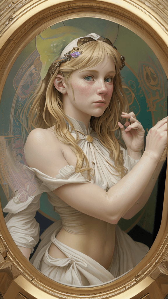 AI generated: (realistic, photo-realistic)1.37, ultra detailed,(welcome to the the peep show blonde closed fisheye...
