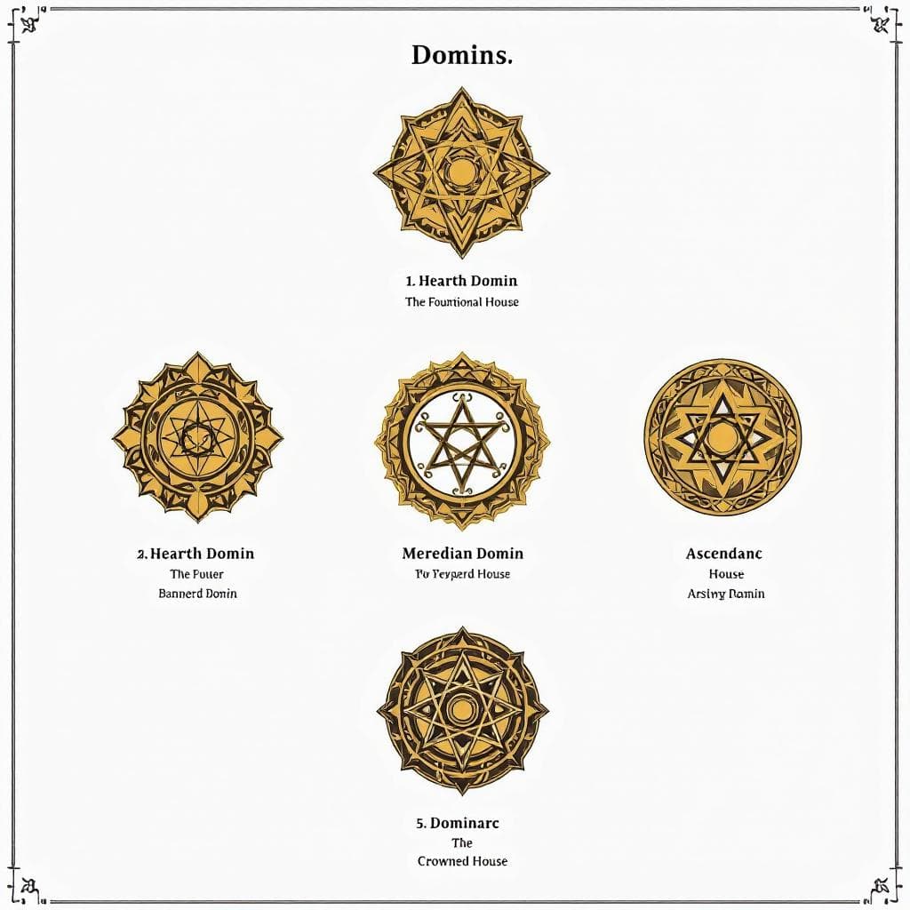AI generated: Create an image of the five glyphs of the Domins: I. Domin Ranking Tiers
Domin culture across the A...