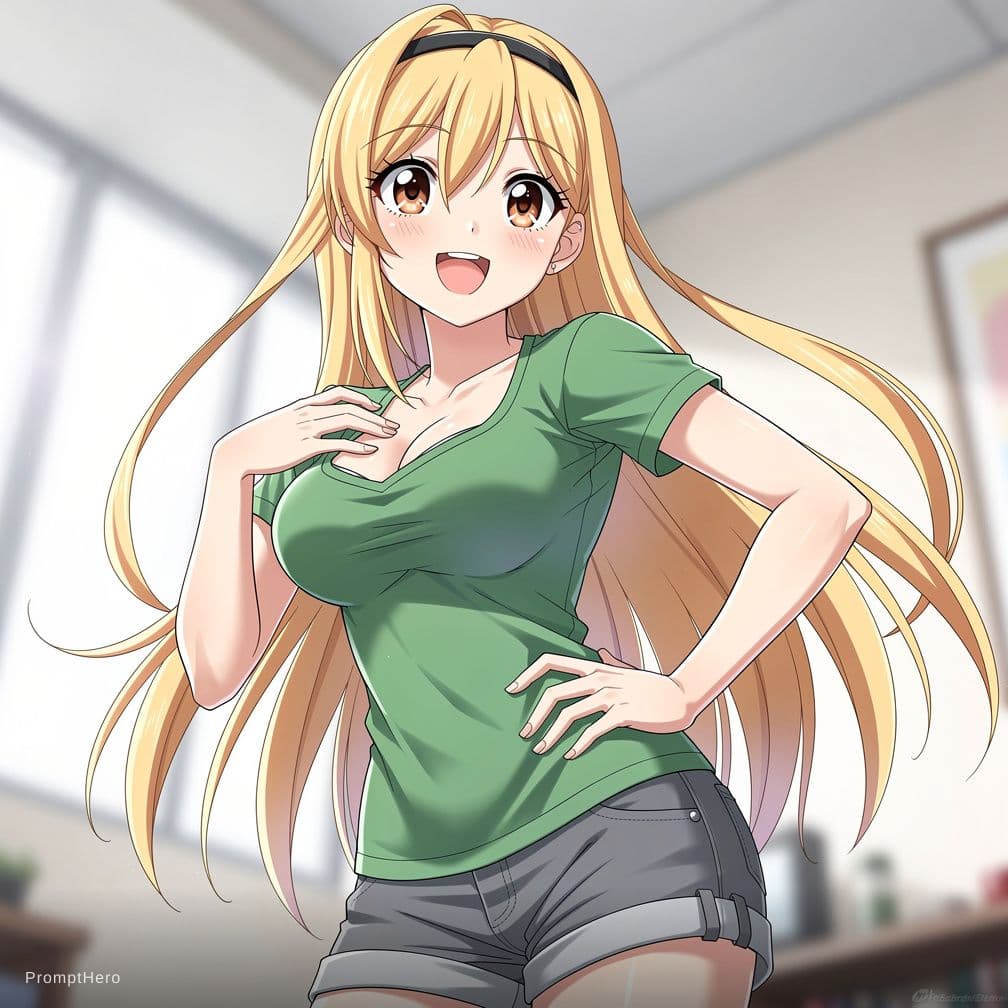 AI generated: score_9, score_8_up, score_8, 1girl, cute, excited, white skin, brown eyes, Seductive look, green ts...