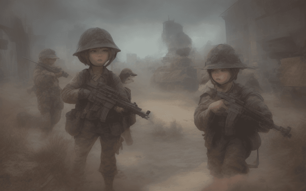 AI generated: Little ducklings holding guns in their hands and going to war. Realistic light and realistic ducklin...