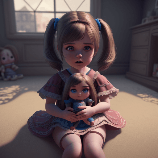 AI generated: littel girl , play with dolls, 4k, hyper realistic, 
 extreme details, unreal engine 5, cinematic, m...