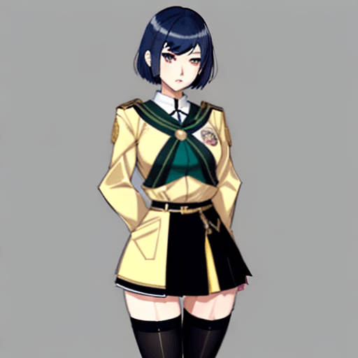 AI generated: Girl, asian, schoolgirl, Fire emblem Three Houses art style, one girl, thigh highs, refined anime ar...