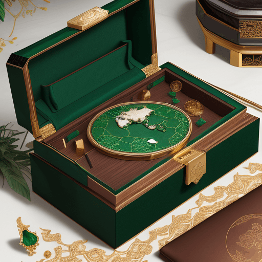 AI generated: Create a detailed conceptual map highlighting a luxury emerald product experience designed for the C...