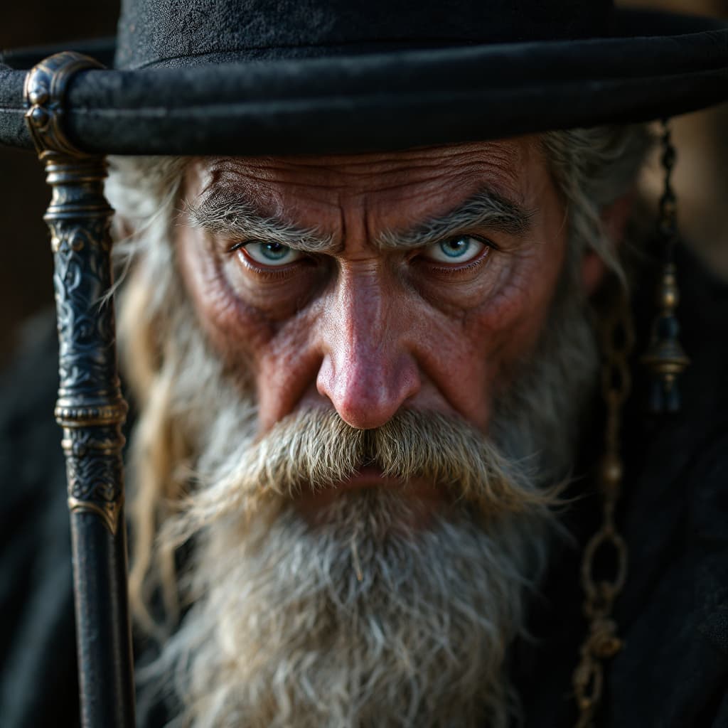 AI generated: hyper-realistic (fabled character tale1:3) from the lord of the rings  kingdom, he holds a mistic ca...