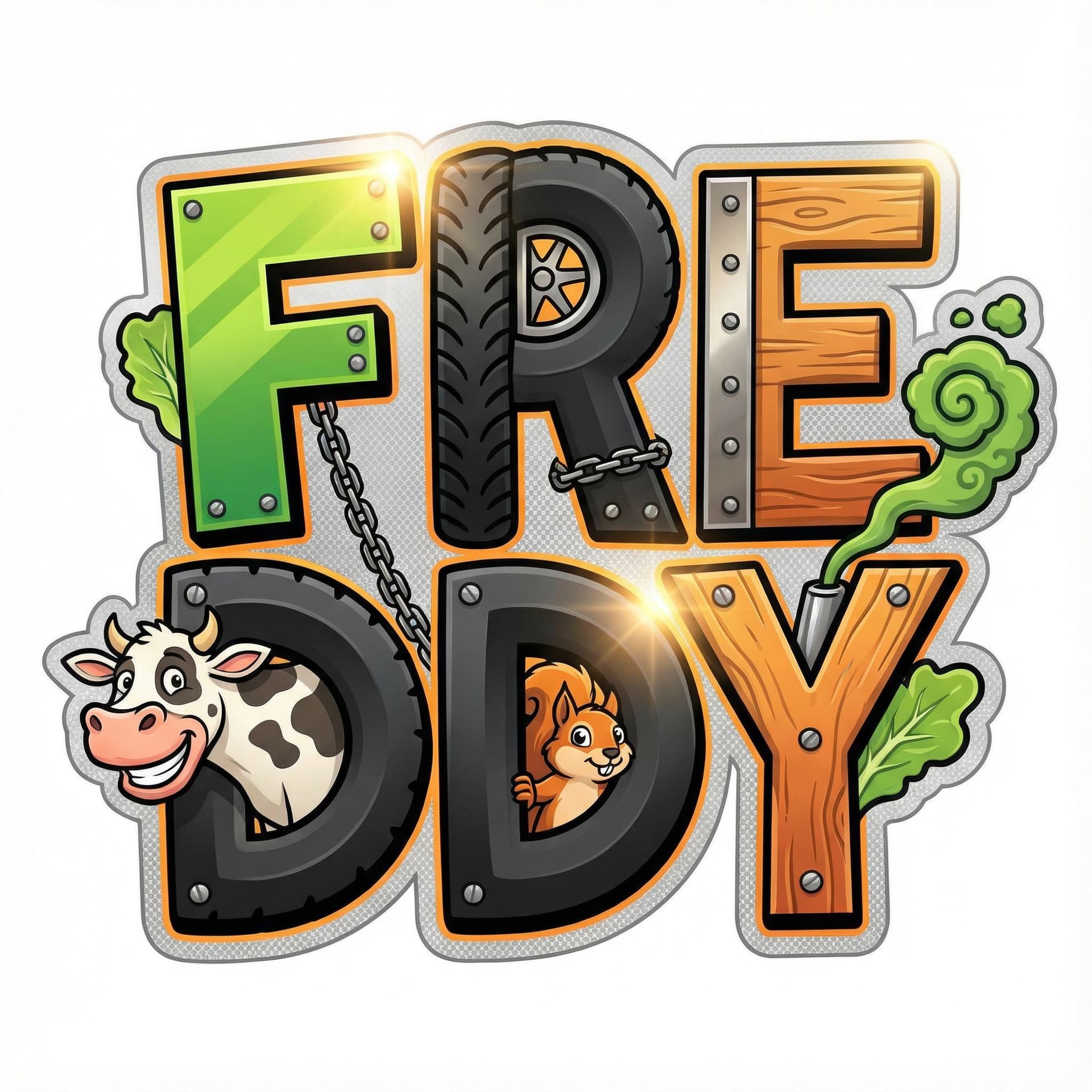 AI generated: Diseño de pegatina en estilo cartoon y gráfico urbano, centrado únicamente en la palabra “FREDDY” es...