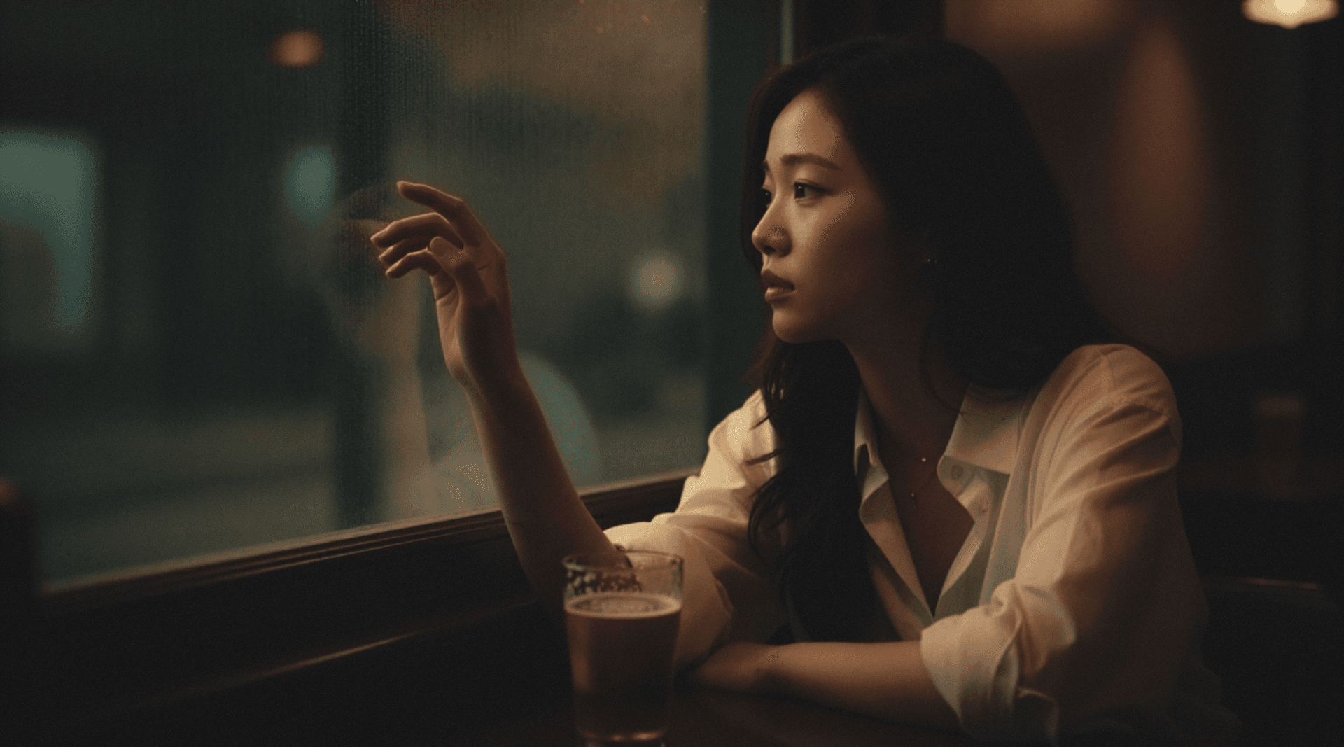 AI generated: A cinematic lifestyle photograph of a young East Asian woman (Japanese appearance) sitting comfortab...