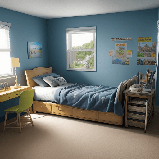 AI generated: Hello, how are you? I'd like an ultra-realistic picture of a room for a 10-year-old boy who likes su...