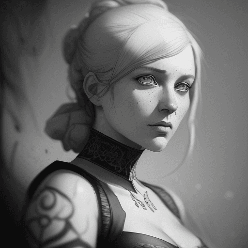 AI generated: abyssorangemix2_Hard, (greyscale, traditional media, sketch), portrait, 1bich, cover - perfect tone,...