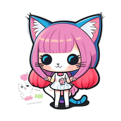 AI generated: cats and girl, (colorful pop cute illustration:1.3), sd