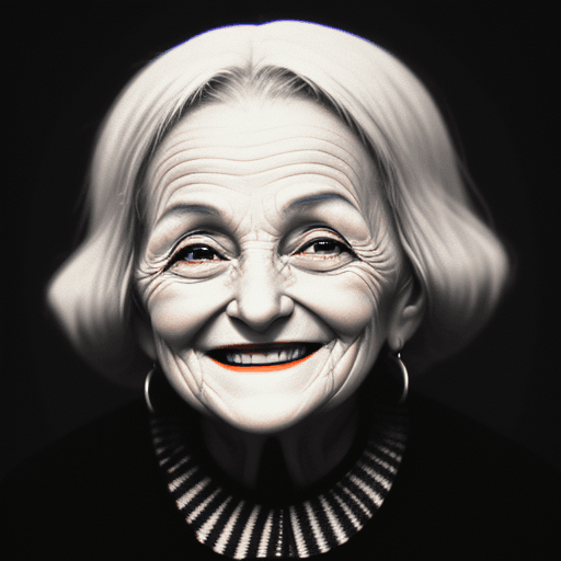 AI generated: high contrast image of an old woman smiling