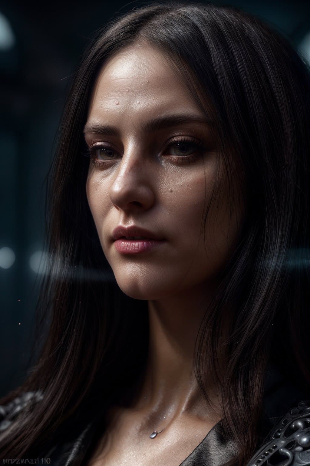 AI generated: highly detailed female necromancer, detailed face, masterpiece, volumetric fog, Hyperrealism, breath...