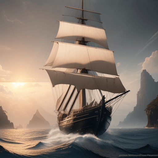 AI generated: Photo of a ultra realistic sailing ship, dramatic light, pale sunrise, cinematic lighting, battered,...