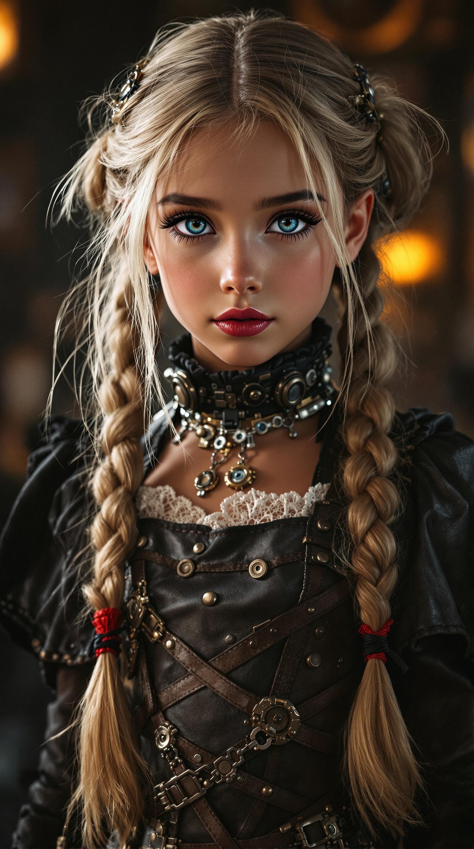 AI generated: a professional photo of a exceptionally beautiful girl in the world (age 7), (seven year old) steamp...