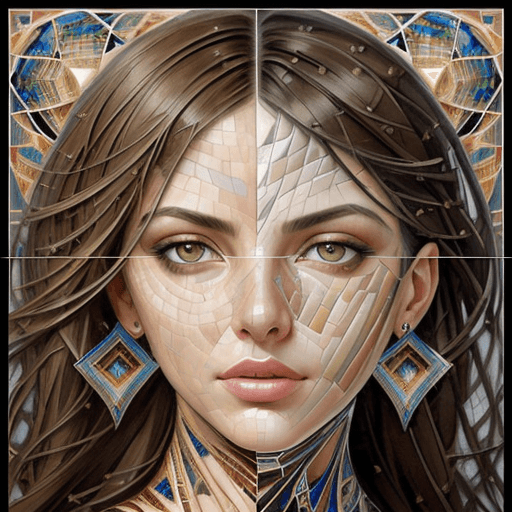 AI generated: A breathtaking collage of women's faces arranged in an intricate mosaic pattern, blending the emotiv...