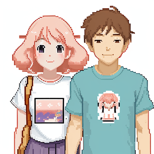 AI generated: Summer trip in the Tokyo , sakura lover , trans 
couple, t-shirt design,banlance harmony space , pix...