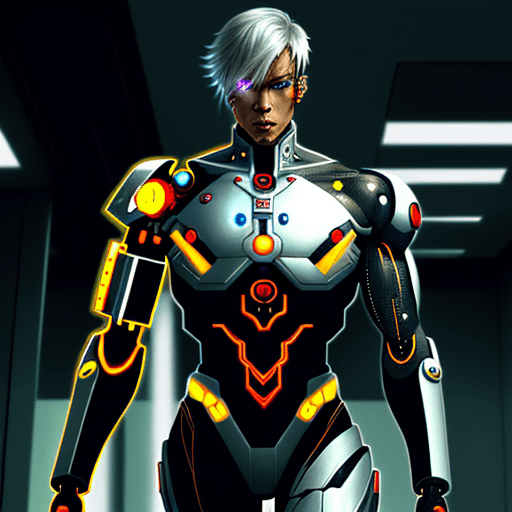 AI generated: cyborg, human, anime, futuristic, male