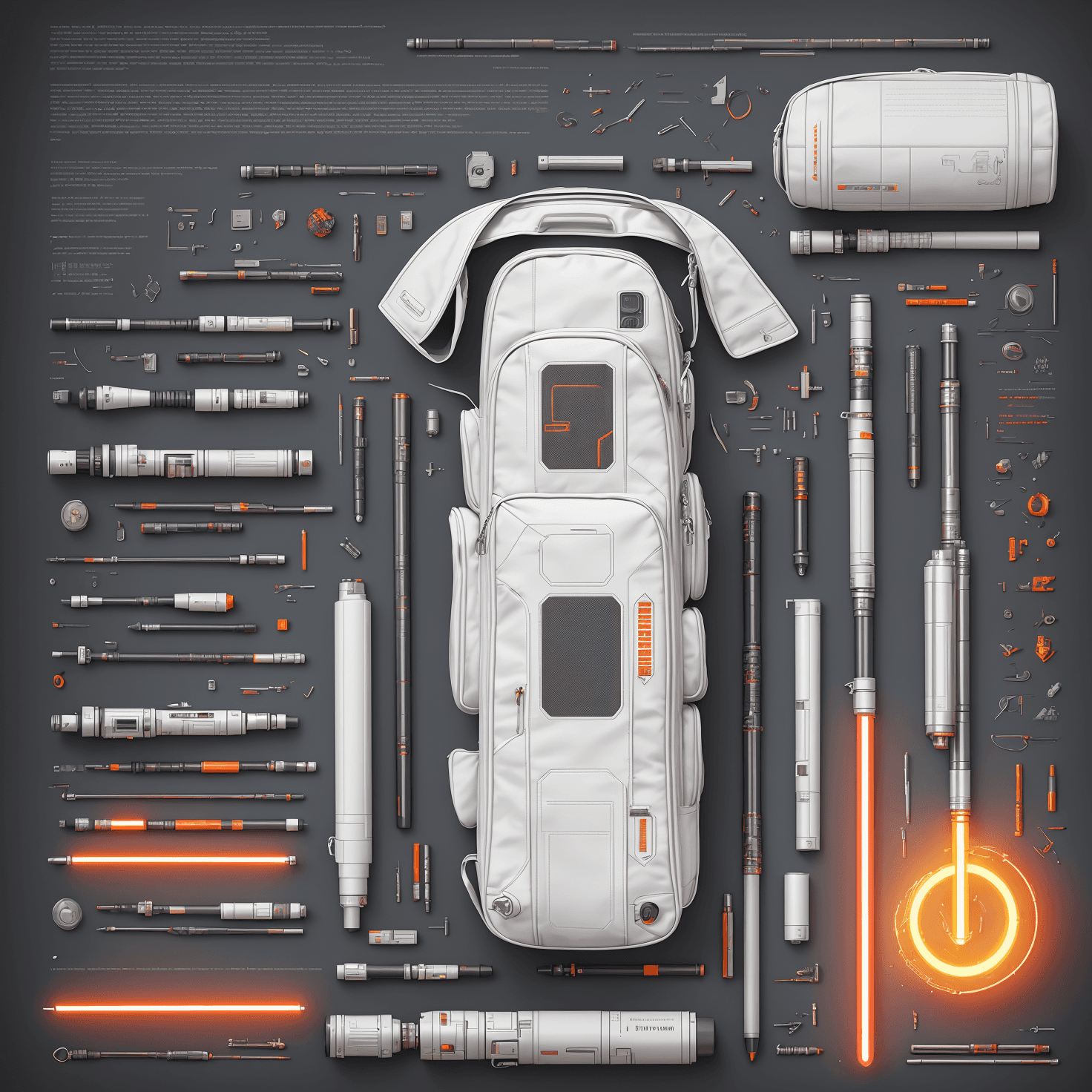 AI generated: fullview hardcase capsule shape white backpack urban stormtrooper, clean product design render on wh...