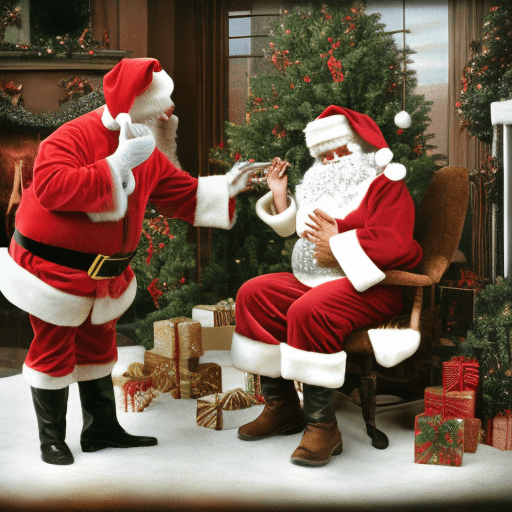 AI generated: Santa giving birth to Keampus