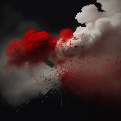 AI generated: iran, 4k image, flag, realistic, flowers, colors, red smoke. splatter